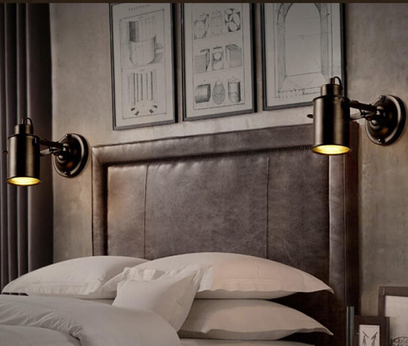 IronArm - Adjustable Wall Lamp with Wrought Iron Shade and Cylindrical Arm