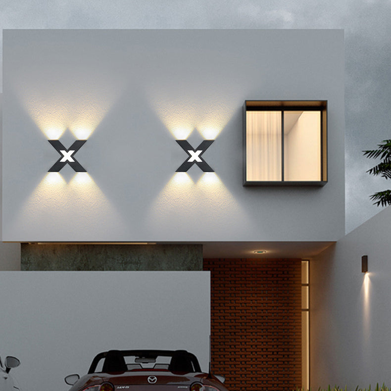 Modern Waterproof X-Shaped LED Wall Light with 4 Lights for Outdoor Use