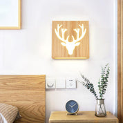 NatureGlow - Modern LED Wall Lamp made of Solid Wood with Happy Tree and Antler Motif