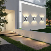 Modern Waterproof X-Shaped LED Wall Light with 4 Lights for Outdoor Use