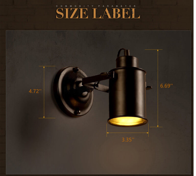 IronArm - Adjustable Wall Lamp with Wrought Iron Shade and Cylindrical Arm
