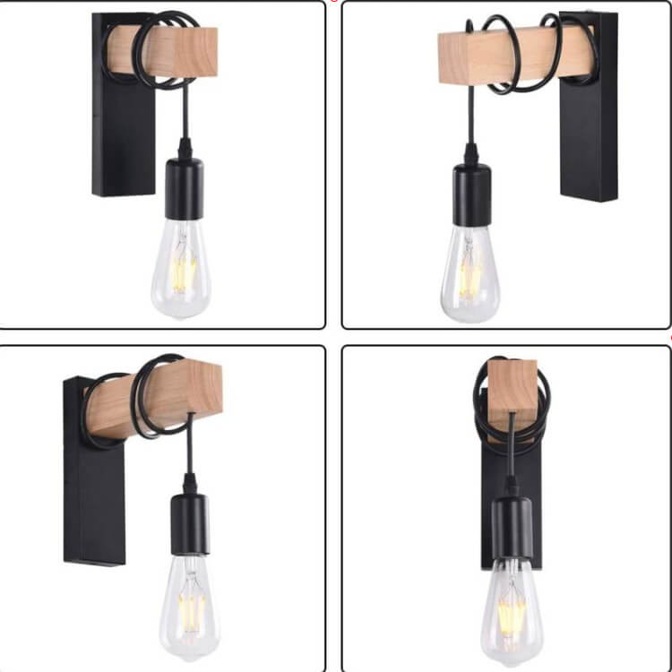 GloboLicht - Plastic lampshade, wall lamp with wooden arm
