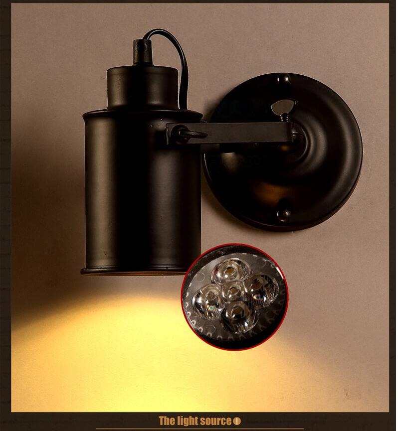 IronArm - Adjustable Wall Lamp with Wrought Iron Shade and Cylindrical Arm