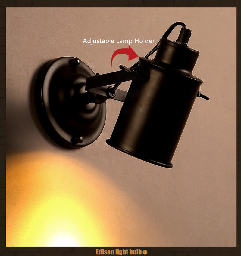 IronArm - Adjustable Wall Lamp with Wrought Iron Shade and Cylindrical Arm