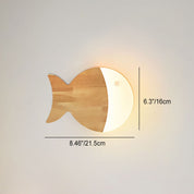 Scandinavian Creative Simple Wooden Art Small Fish LED Wall Lamp