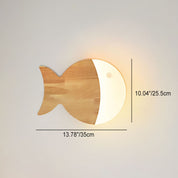 Scandinavian Creative Simple Wooden Art Small Fish LED Wall Lamp