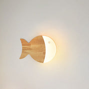 Scandinavian Creative Simple Wooden Art Small Fish LED Wall Lamp