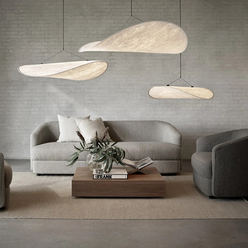 LunaLux - Modern LED Pendant Light in Metal and Synthetic Silk