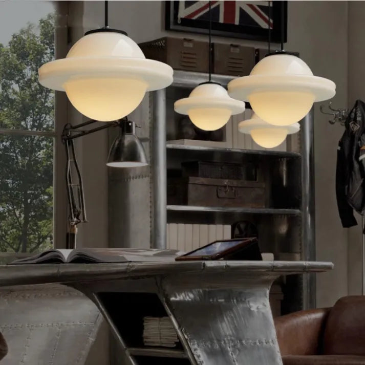 VintageGlow – Geometric Pendant Light in Matt Glass