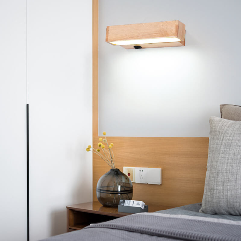 EcoWood - Modern Rotatable LED Wall Lamp made of Wood with 1 Light