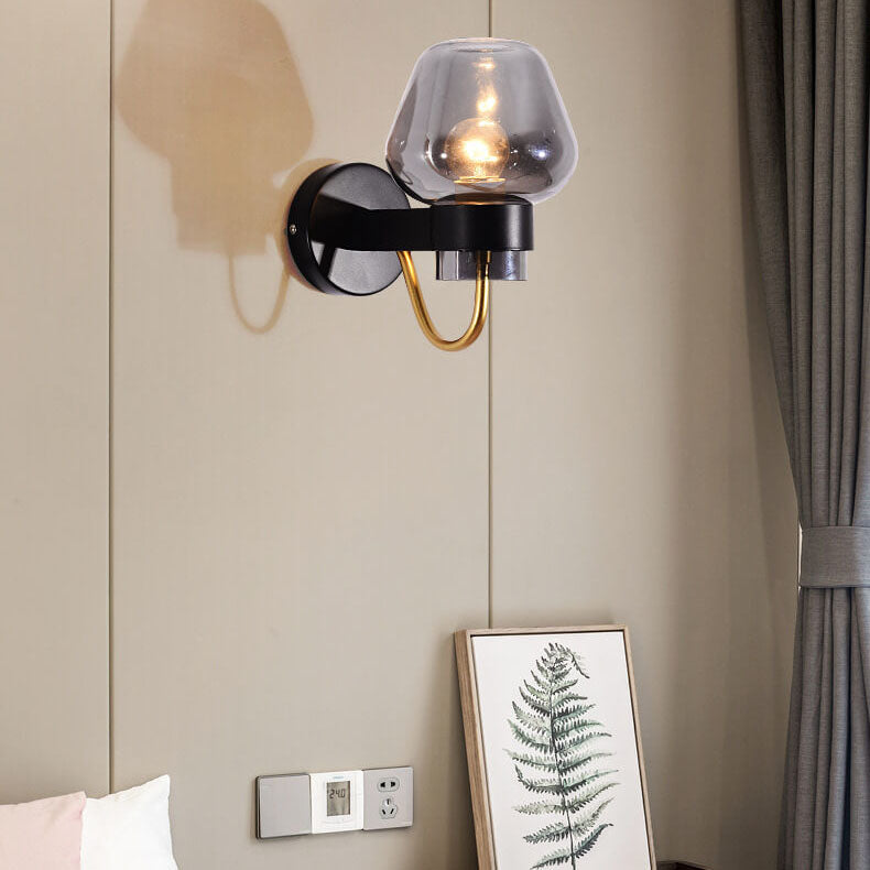 GlassDelight - Stylish cup-shaped glass wall lamp with 1 light