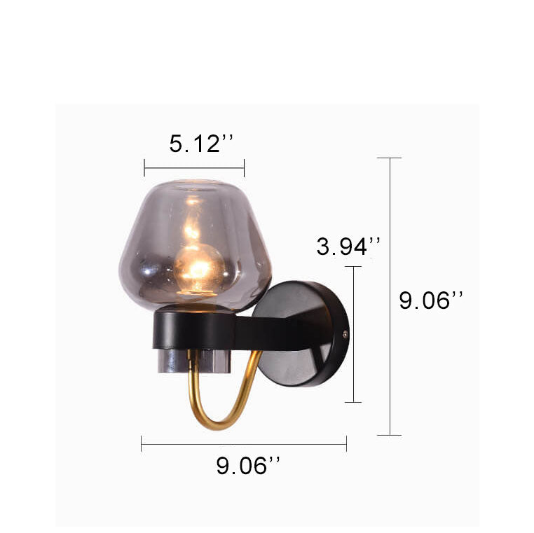 GlassDelight - Stylish cup-shaped glass wall lamp with 1 light