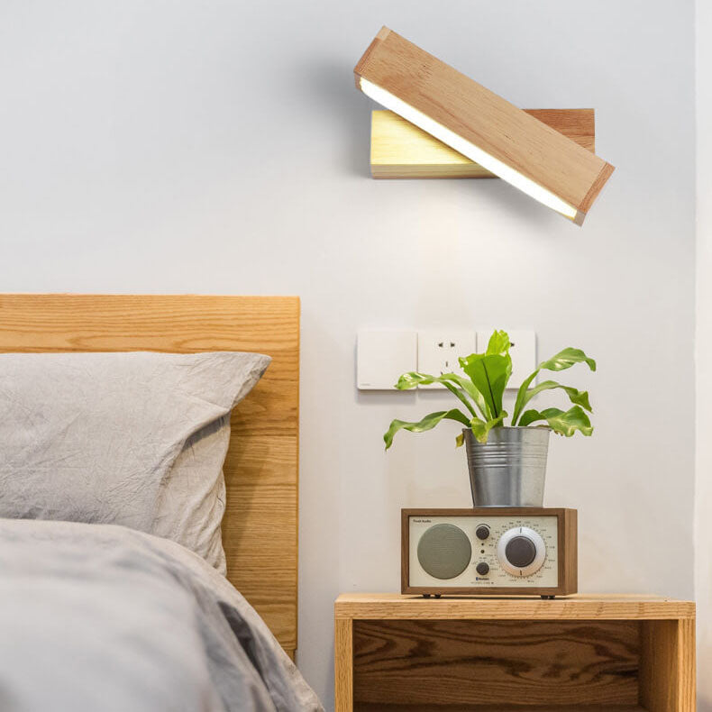 EcoWood - Modern Rotatable LED Wall Lamp made of Wood with 1 Light