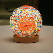 GlowNest - Spherical LED Dimmable Glass Bohemian Baroque Table Lamp Mosaic Night Light 3.9"