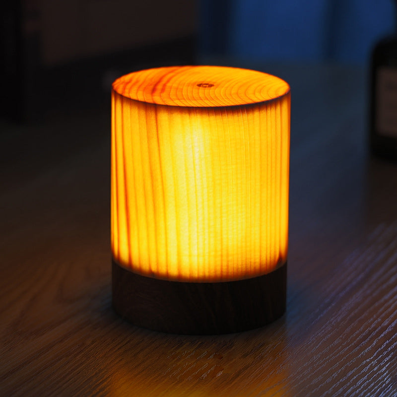 GlowWood - Table Lamp with Built-in Battery and Touch Control LED Lighting for Bedroom and Desk