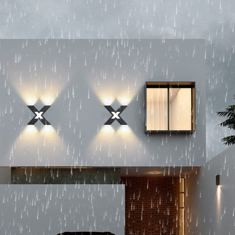 Modern Waterproof X-Shaped LED Wall Light with 4 Lights for Outdoor Use