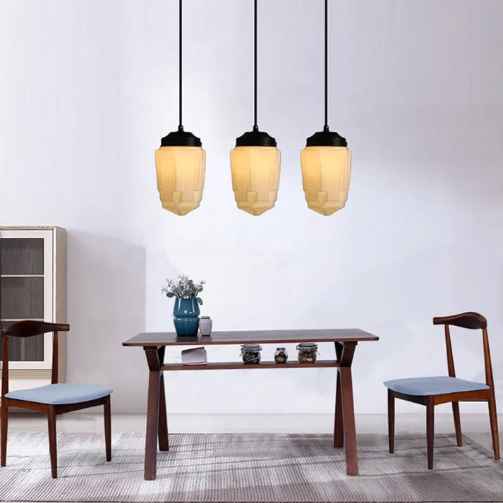 VintageGlow – Geometric Pendant Light in Matt Glass