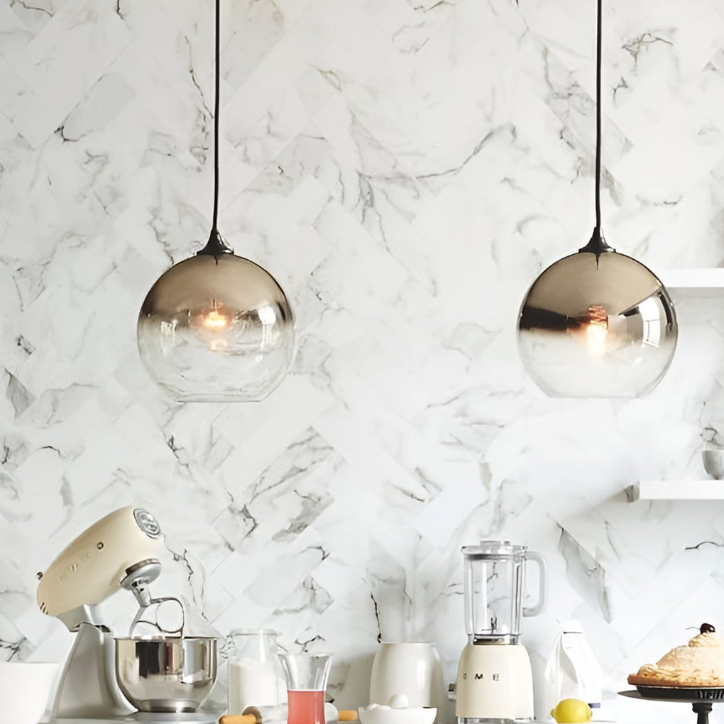 LichtMeester - Modern Globe Design Pendant Light Made of Glass with LED Lighting for Kitchen and Dining Room