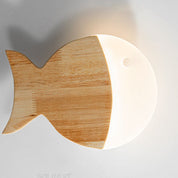 Scandinavian Creative Simple Wooden Art Small Fish LED Wall Lamp
