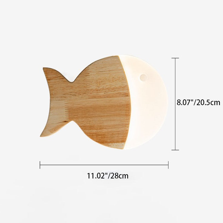 Scandinavian Creative Simple Wooden Art Small Fish LED Wall Lamp