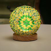 GlowNest - Spherical LED Dimmable Glass Bohemian Baroque Table Lamp Mosaic Night Light 3.9"