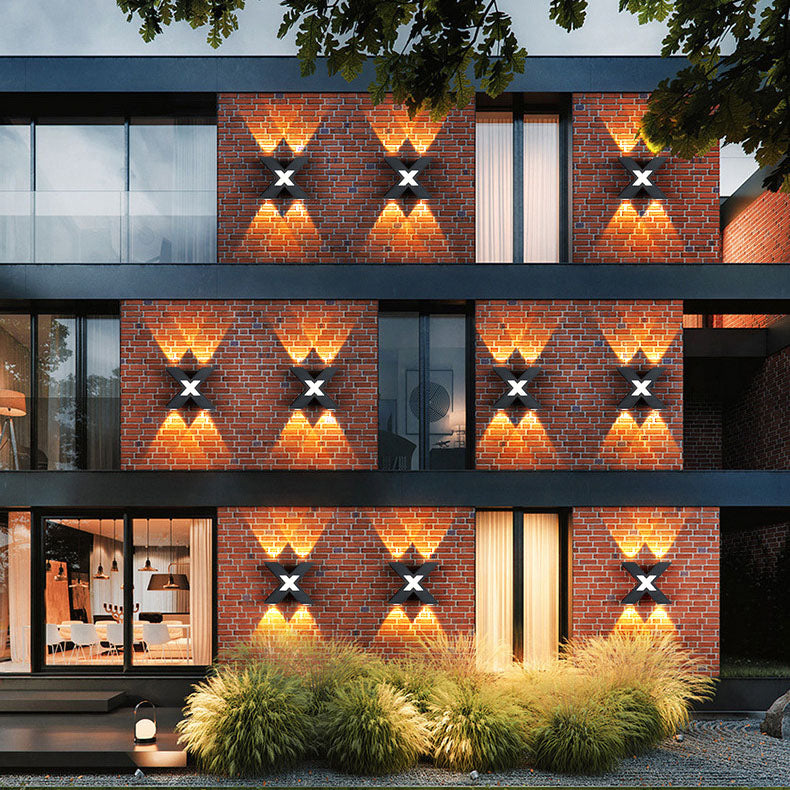 Modern Waterproof X-Shaped LED Wall Light with 4 Lights for Outdoor Use