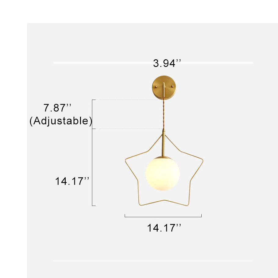 GlowLight - Modern pentagram-shaped glass ball wall lamp with warm light