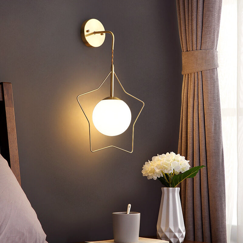GlowLight - Modern pentagram-shaped glass ball wall lamp with warm light