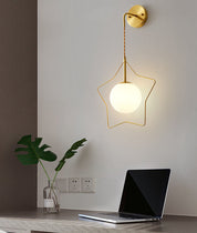 GlowLight - Modern pentagram-shaped glass ball wall lamp with warm light