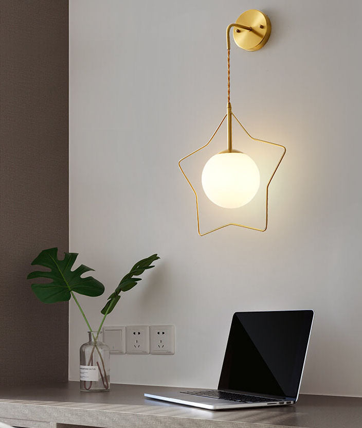 GlowLight - Modern pentagram-shaped glass ball wall lamp with warm light