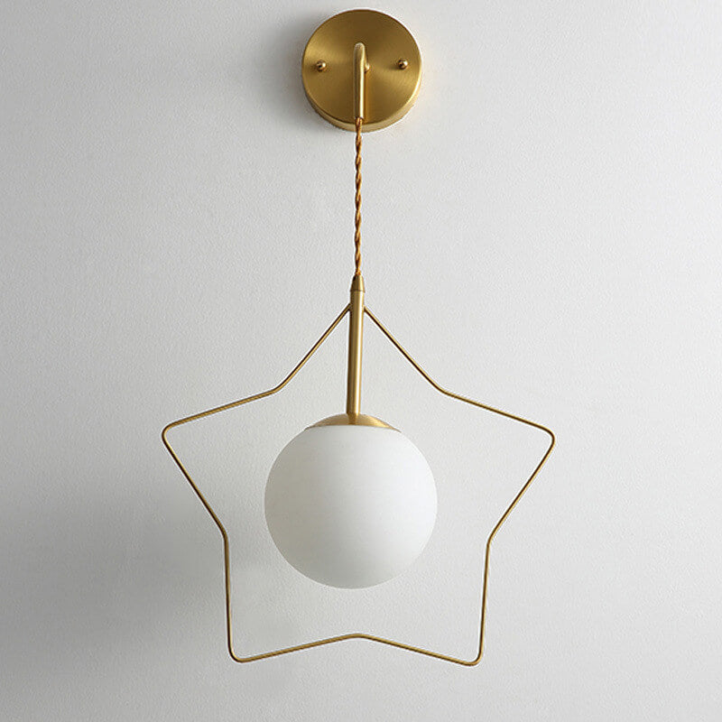 GlowLight - Modern pentagram-shaped glass ball wall lamp with warm light