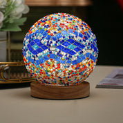 GlowNest - Spherical LED Dimmable Glass Bohemian Baroque Table Lamp Mosaic Night Light 3.9"