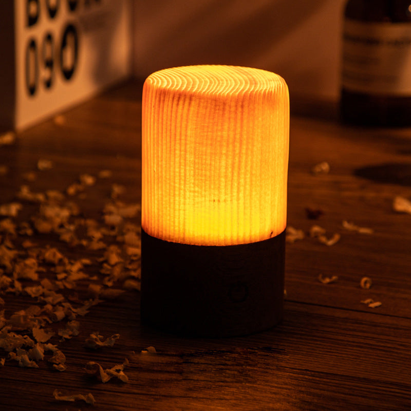 GlowWood - Table Lamp with Built-in Battery and Touch Control LED Lighting for Bedroom and Desk