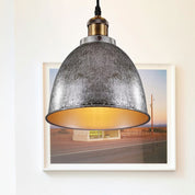 Atmospheric Dome - Iron Pendant Light with Black/Rust Cable