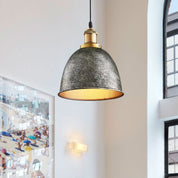 Atmospheric Dome - Iron Pendant Light with Black/Rust Cable
