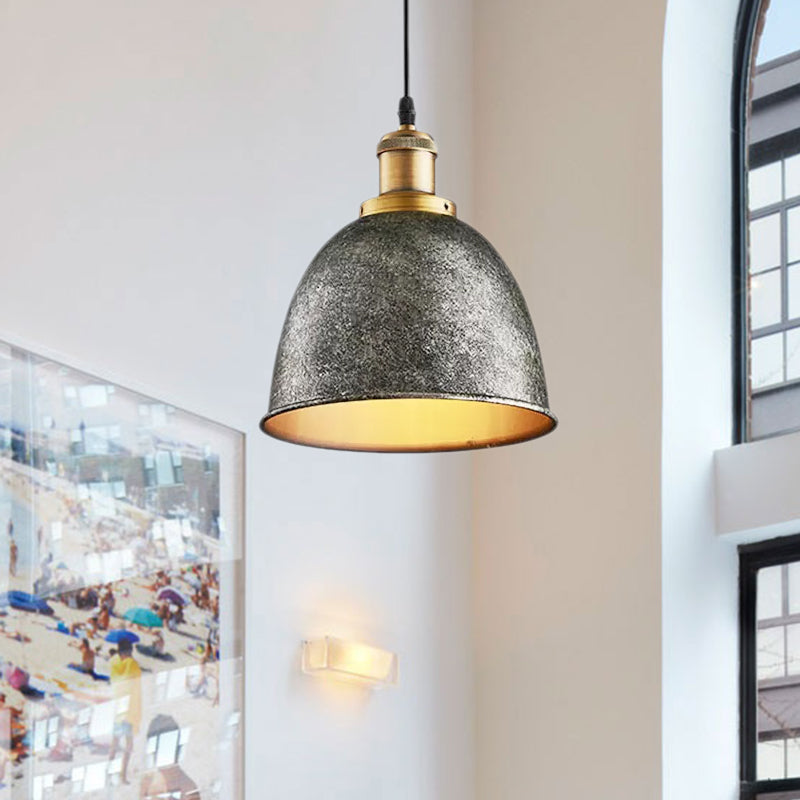 Atmospheric Dome - Iron Pendant Light with Black/Rust Cable