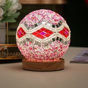 GlowNest - Spherical LED Dimmable Glass Bohemian Baroque Table Lamp Mosaic Night Light 3.9"