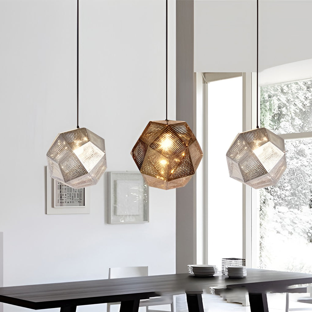 LightDesign - Geometric Round Pendant Lamp in Electrolytic Metal