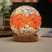GlowNest - Spherical LED Dimmable Glass Bohemian Baroque Table Lamp Mosaic Night Light 3.9"