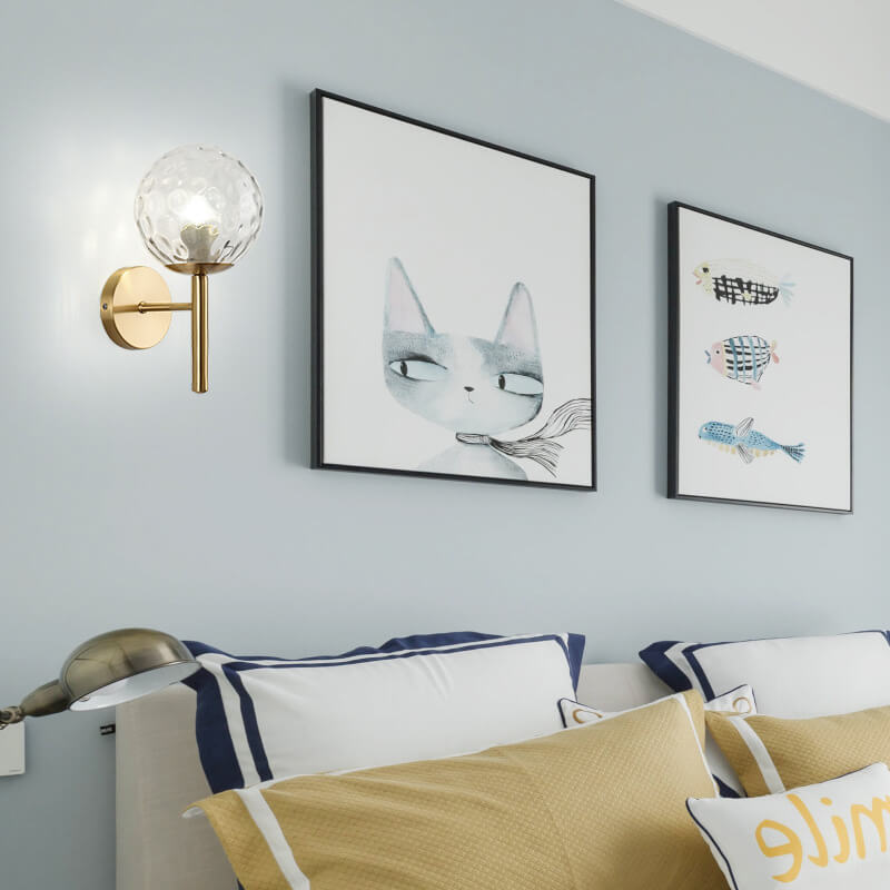 GlowBall - Modern glass globe wall lamp with 1 light and globe arm