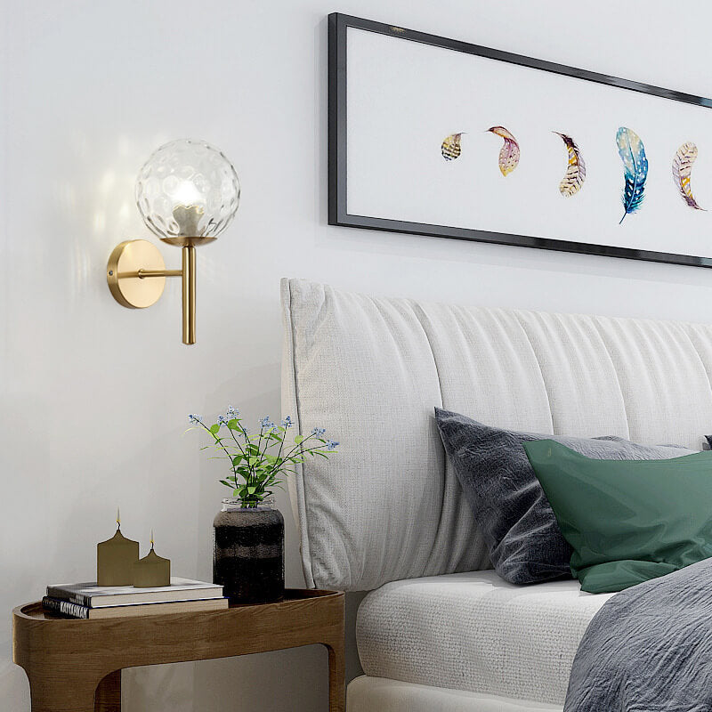 GlowBall - Modern glass globe wall lamp with 1 light and globe arm