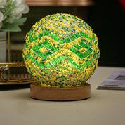 GlowNest - Spherical LED Dimmable Glass Bohemian Baroque Table Lamp Mosaic Night Light 3.9"