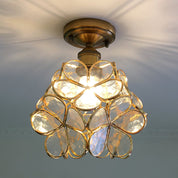 Retro Ceiling Lamp of Coloured Glass with Floral Pattern