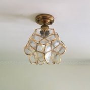Retro Ceiling Lamp of Coloured Glass with Floral Pattern