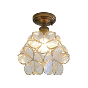 Retro Ceiling Lamp of Coloured Glass with Floral Pattern