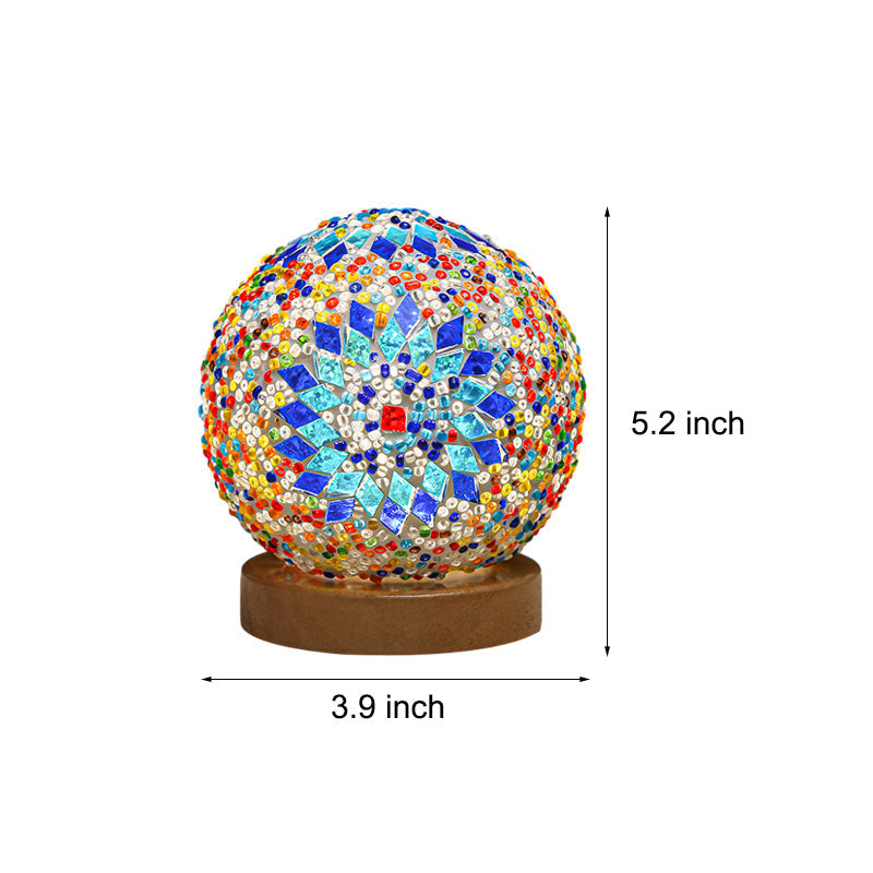 GlowNest - Spherical LED Dimmable Glass Bohemian Baroque Table Lamp Mosaic Night Light 3.9"