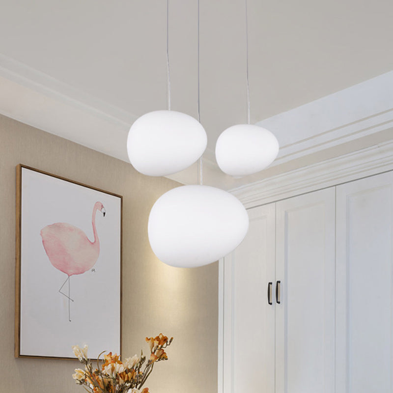 PebbleLumi - Minimalistic Pendant Lamp in Cream Glass