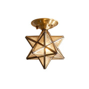 Brass Star-Shaped Ceiling Lamp with Transparent Glass