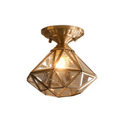 Brass Star-Shaped Ceiling Lamp with Transparent Glass