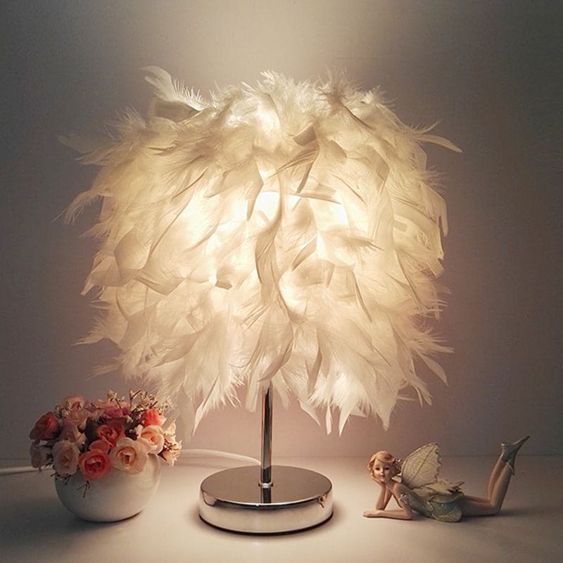 FeatherGlow - Feather Wide Globe Table Lamp